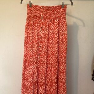 Vici Red Floral Maxi Skirt